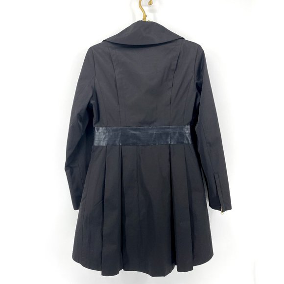 STEVE MADDEN Black Belted Hi Low Trench Coat Jacket - Picture 4 of 12